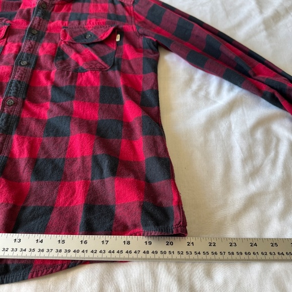 Tna Women's Light Flannel Boyfriend Button‎ Up Hoodie Shirt Buffalo Plaid Medium - Picture 12 of 13